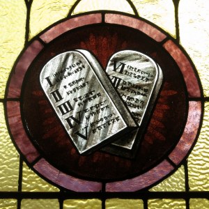 Saint_Joseph_Catholic_Church_(Wapakoneta,_Ohio)_-_stained_glass,_the_Ten_Commandments